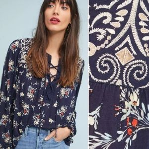 FINAL SALE ☆ Anthropologie One September Sydney Embroidered Floral Top M
